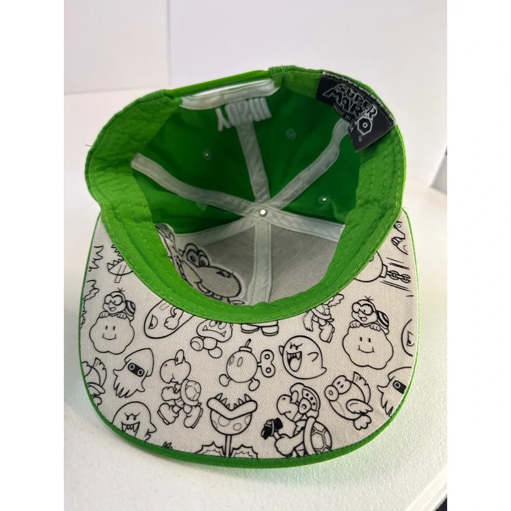 Nintendo Super Mario Yoshi Kids Green Snapback Hat Flat Brim Character Print
